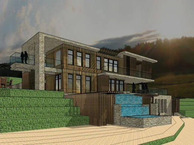 Modern Multi-Story Mountain Villa with Garden | SketchUp Model