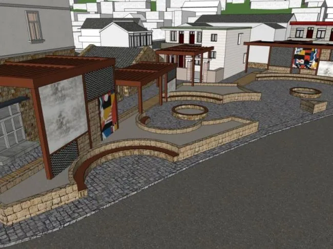 SketchUp Business Model: Modern Multi-Story Commercial Street Design