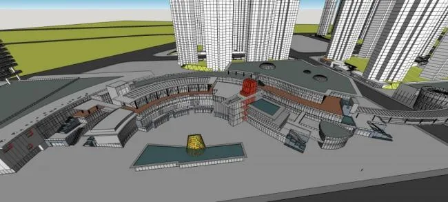 Sketchup Complex Model | Super high-rise urban commercial complex, residential, office, modern style, commercial podium