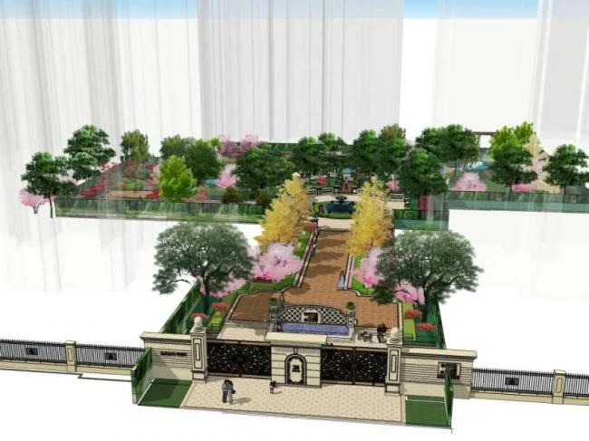 Sketchup Landscape Model | Community Landscape, Residential Landscape, Classical Style