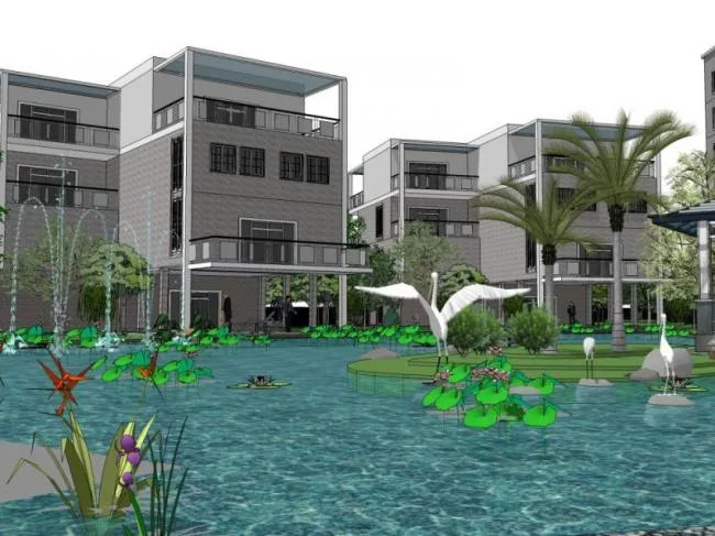 Sketchup Landscape Model | Office Landscape, Modern Style