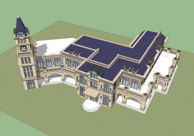 Sketchup Business Model | Multi story clubhouse, commercial building, French classical style