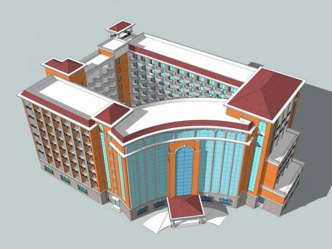 Sketchup Hotel Model | Multi story Hotel, New Chinese Style