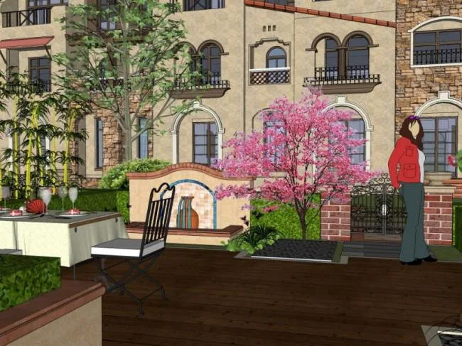 Sketchup Landscape Model | Courtyard Landscape, Residential Landscape, Classical Style