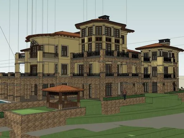 Sketchup Business Model | Multi story Commercial Club, Classical Style