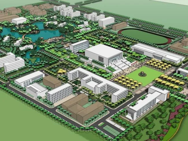 Sketchup Landscape Model | Campus Landscape, School Landscape, Modern Style