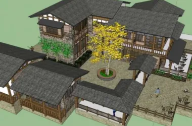 SketchUp Model of a Chinese-Style Solo Villa-BIM WORLD