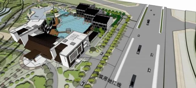Sketchup Hotel Model | Wuhan Garden Holiday Hotel, Multi story Resort Hotel, Chinese Style