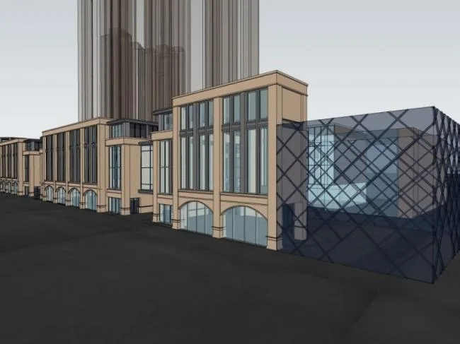 Sketchup Business Model | Multi story Commercial Pedestrian Street, Simplified European Style