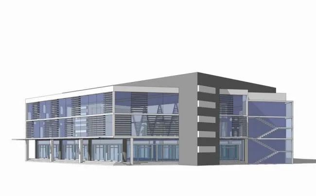 Sketchup Office Model | Small Office Building, Low Rise, Modern Style