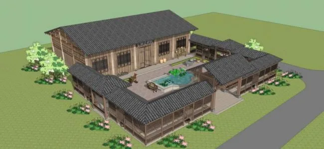 Sketchup Residential Model | Multi story Homestay, Chinese Style, Residential Architecture