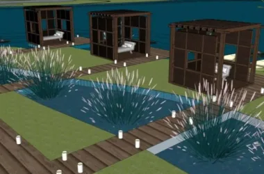 Modern Clubhouse Landscape Design in SketchUp Model-BIM WORLD