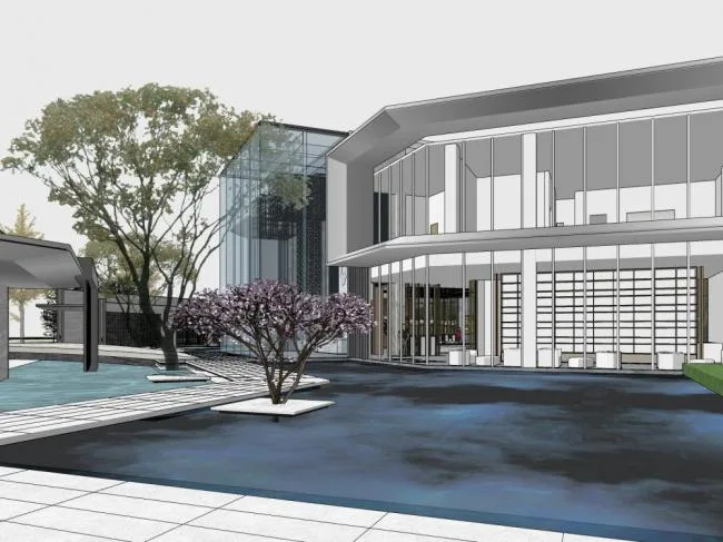 Sketchup Business Model | Sales Office, New Chinese Style, Commercial Architecture