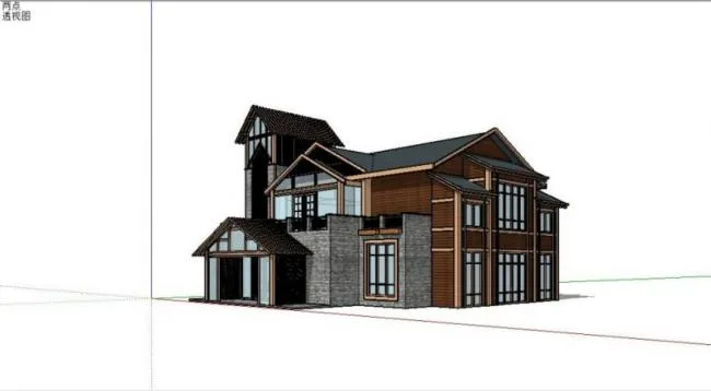 Sketchup Cultural Model | Multi story Reception Center, New Chinese Style
