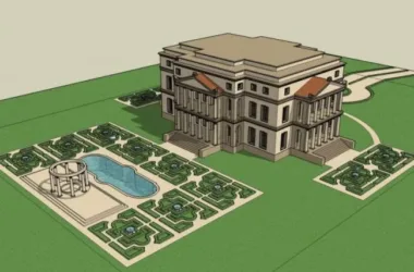 Modern Villa Sketchup Model with Landscape Design-BIM WORLD