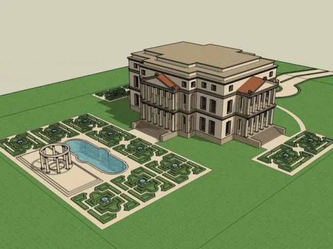 Modern Villa Sketchup Model with Landscape Design