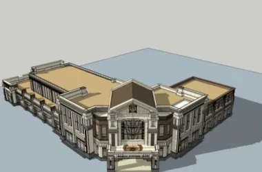 SketchUp Business Model: European and Classical Style Sales Office Designs-BIM WORLD