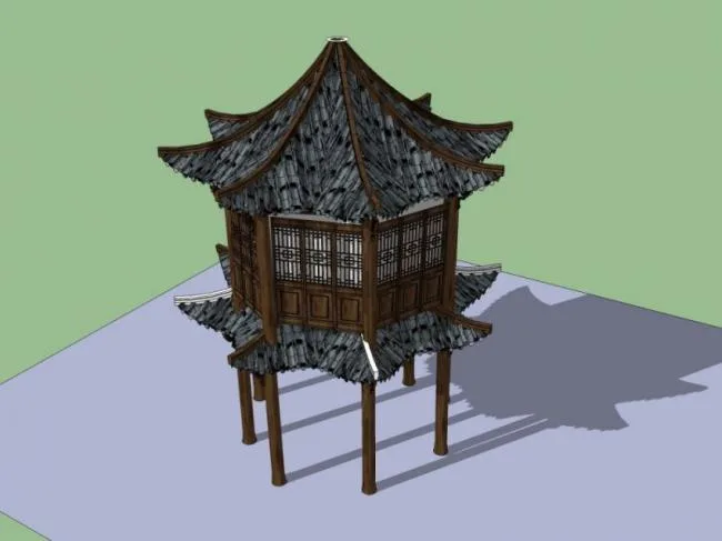 Sketchup Sketch Model | Pavilion, Chinese Style, Sketch