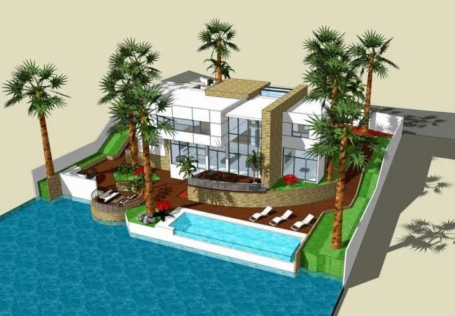 Sketchup Villa Model | Solo Villa, Modern Style