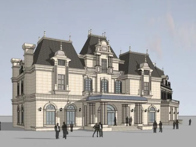 Sketchup Business Model | Multi story Clubhouse, Classical Style