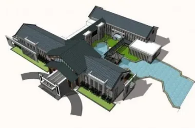 SketchUp Cultural Model: Multi-Story Huizhou Reception Center with Traditional Chinese Architecture-BIM WORLD