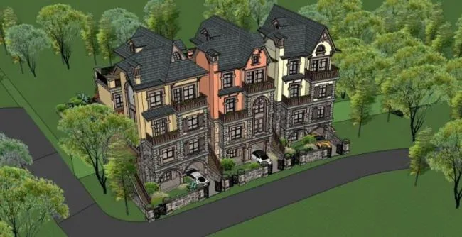 Sketchup Villa Model | Row Villa, Classical Style, European Style