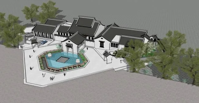 Sketchup Hotel Model | Multi story Hotel, Chinese Style