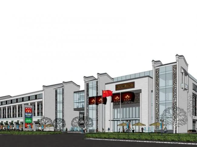 Sketchup Business Model | Multi story Commercial Street, Modern Chinese Style