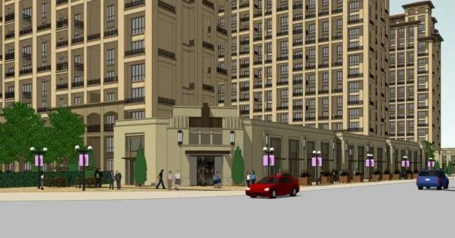Sketchup Residential Model | High rise residential community, ground floor commercial, Spanish classical style, residential building