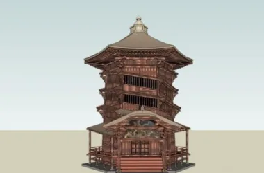 SketchUp Model of Ancient Chinese Multi-Story Tower Architecture-BIM WORLD