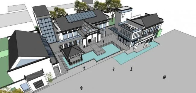 Sketchup Business Model | Multi story Commercial Club, New Chinese Style