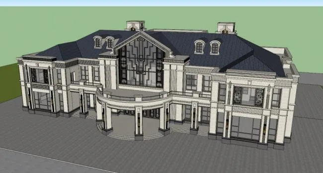 Sketchup Business Model | Multi story Clubhouse, Commercial Building, Western Neoclassical