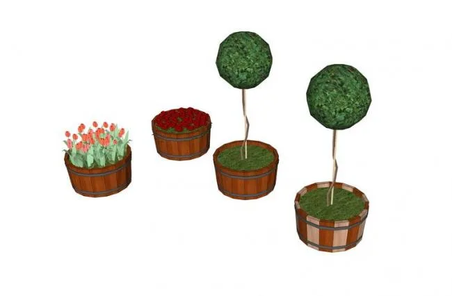 SketchUp Material Model: Bucket Tree and Pool Landscape Components