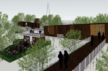 Modern Pedestrian Bridge Landscape Model in SketchUp-BIM WORLD