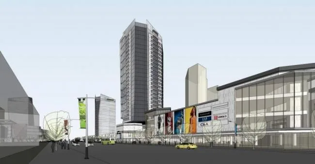 SketchUp Complex Model: Multi-Story High-Rise Mixed-Use Development with Commercial Streets and Modern Residential Apartments