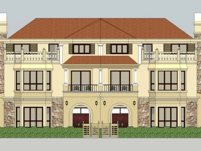 Sketchup Villa Model | Double Split Villa, European Style