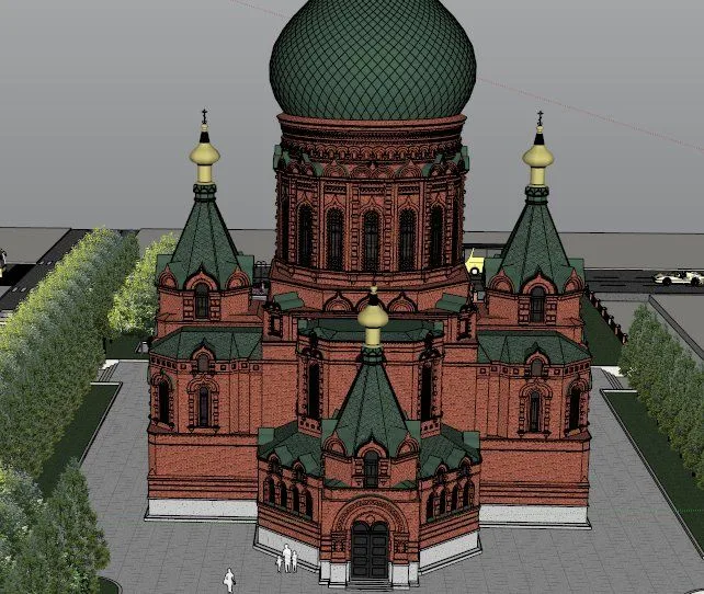 Sketchup Cultural Model | Multi story Sophia Church, Eastern European, Cultural Architecture, Classical Style
