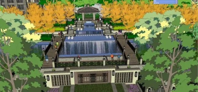 Sketchup Landscape Model | Mansion Landscape, Classical Style