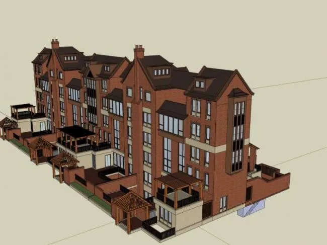 SketchUp Residential Model: Multi-Story Classical Style Home