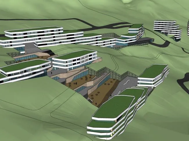Sketchup Business Model | Multi story commercial building, modern style