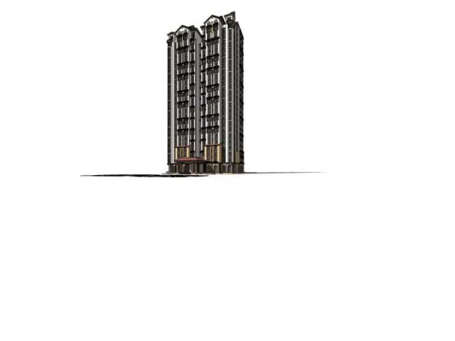 Sketchup Residential Model | High rise Residential Buildings, Classical Style
