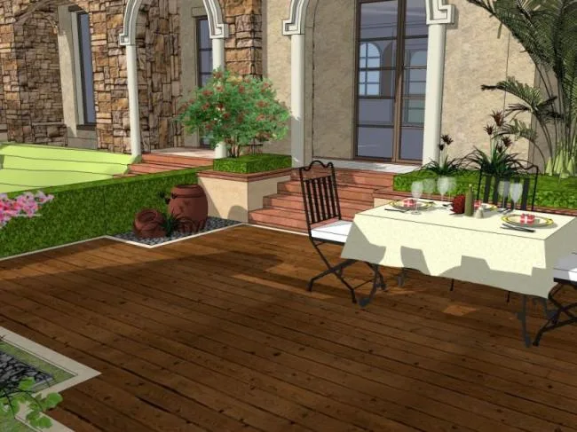 Sketchup Landscape Model | Courtyard Landscape, Residential Landscape, Classical Style