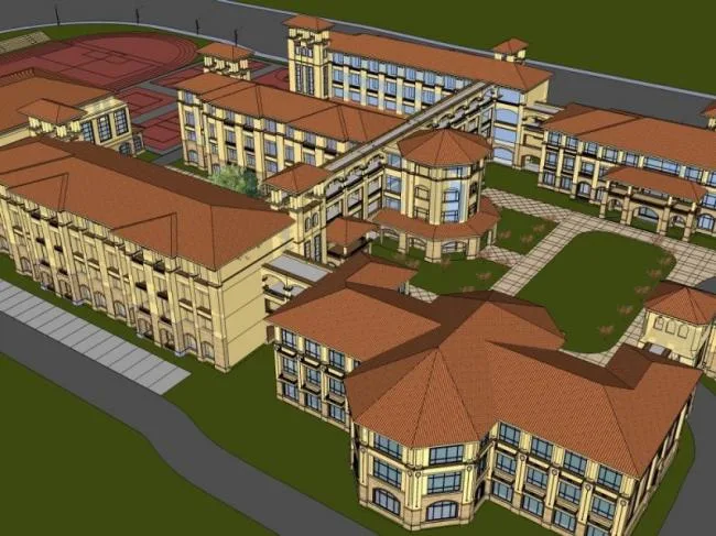 Sketchup School Model | Multi story School, Campus Educational Architecture, Classical Style