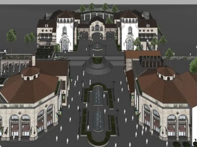 Sketchup Business Model | Low rise Commercial Street, Modern Style