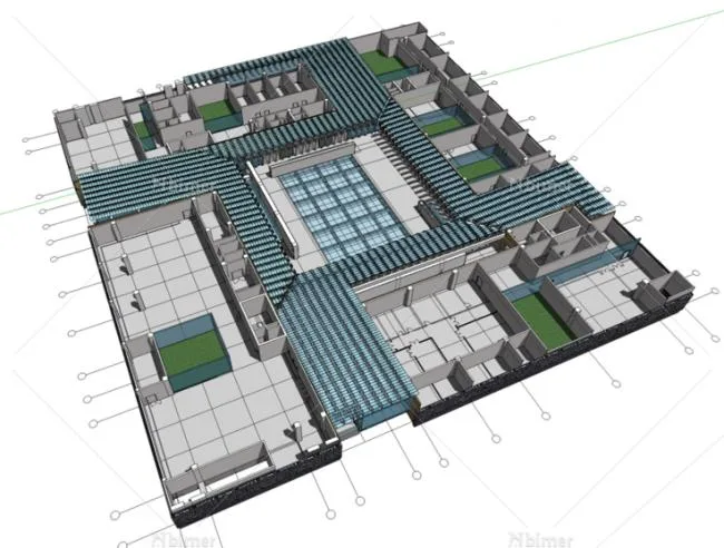 Sketchup Cultural Model | Multi story Museum Exhibition Hall, Layered, Cultural Architecture, Modern Style