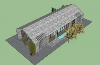 Modern Residential SketchUp Model with Sloping Roof Design-BIM WORLD