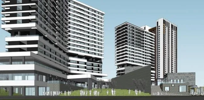 Sketchup Complex Model | Commercial complex, high-rise residential, office, ground floor commercial, modern style, commercial podium