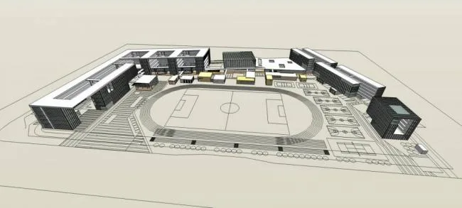 Sketchup School Model | Multi story School, Campus, Teaching Building, Educational Architecture, Modern Style