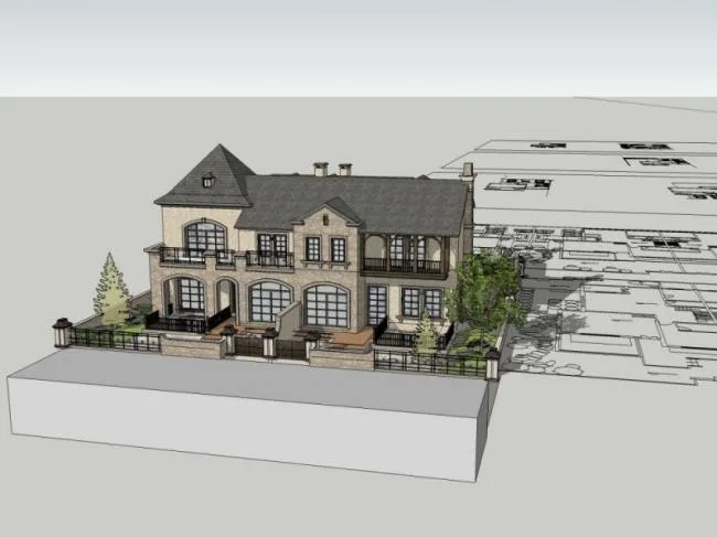 Sketchup Villa Model | Twin Villa, Modern Style