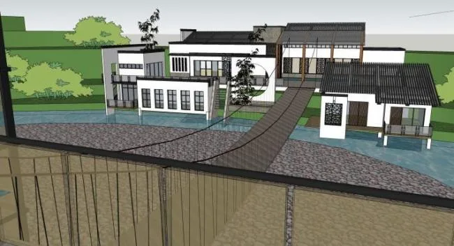 Sketchup Hotel Model | Multi story Resort, Modern Chinese Style
